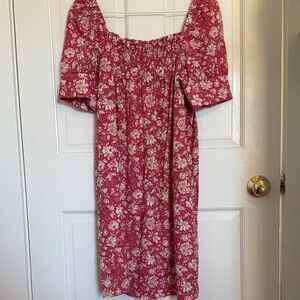 J. Crew Pink Floral Off-the-Shoulder Midi Dress